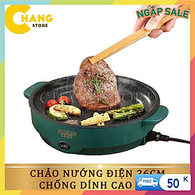 Chảo Nướng Điện Mini Đa Năng 26cm, Bếp Nướng Điện Chống Dính, Nướng Thịt BBQ Hàn Quốc 