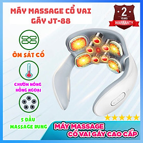 Máy massage cổ vai gáy cao cấp thông minh đa năng bằng xung điện có 5 đầu matxa rung, ôm sát cổ, mát xa an toàn, giảm đau nhức hiệu quả