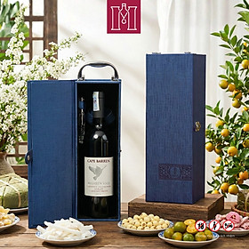 Hộp quà rượu vang đỏ Úc Cape Barren McLaren Vale CMC 750ml 14.5% kèm hộp da đơn xanh dương - Nhập khẩu chính hãng