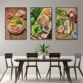 (HCM) Tranh treo tường tráng gương bánh cuốn 2 trang trí quán ăn, nhà hàng kèm đinh treo