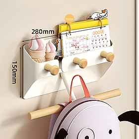 Mua Kệ Treo Tường Thanh Gỗ Dola Home Móc Cặp Sách  Móc Treo Quần áo  Túi Xách  Balo ... Không Khoan Cho Cửa. Kệ Móc Cặp