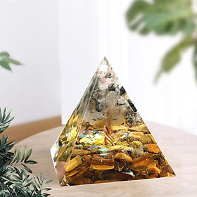 Orgone Crystal Pyramid Ornament Moonstone Crushed Stone Energy Pyramid Relax Mood Crystal Epoxy Meditation Tool