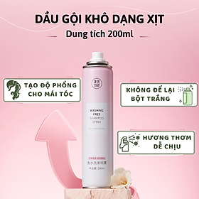 Dầu gội đầu khô cấp tốc dạng xịt Boorui dung tích 200ml giúp tóc bồng bềnh suốt 8 giờ, không dầu, không bết dính