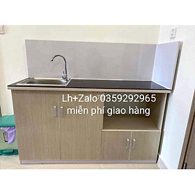 Tủ bếp mini nhựa đài Loan mặt gạch có chậu rửa