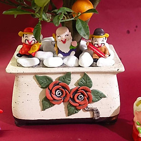 Chậu cây trồng Quất tết, đào tết, Mai - Chậu ang giả cổ đắp hoa