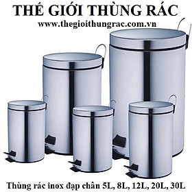 Mua Thùng rác tròn inox đạp chân  thùng rác gia đình văn phòng