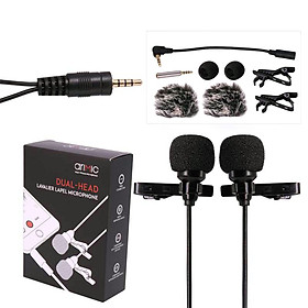 Cặp Micro Cài Áo Cho Điện Thoại Và Máy Ảnh Arimic Clip-On Dual Lavalier (6m) - Hàng Chính Hãng