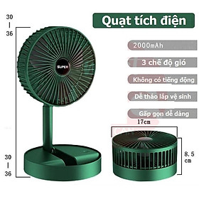 Mua QUẠT SẠC SUPER FS21 ĐỂ BÀN   GẤP GỌN TIỆN DỤNG   3 CHẾ ĐỘ GIÓ