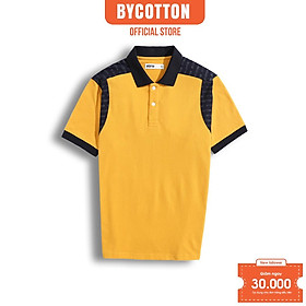 Áo Polo Nam Cao Cấp Có Cổ BY COTTON Phối Vai Vàng Đen Nam Tính, Thanh Lịch, Sang Trọng, Trẻ Trung