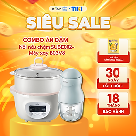 Combo Nồi Nấu Chậm 1,6L SUBE002 + Máy Xay Ăn Dặm 0,3L B03V2chưng yến dinh dưỡng, tiện dụng - Hàng Chính Hãng