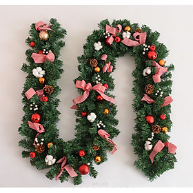 Mua Dây Lá Thông KCS01 Nơ Vải Ca Rô Đỏ  Trang Trí Noel Giáng Sinh