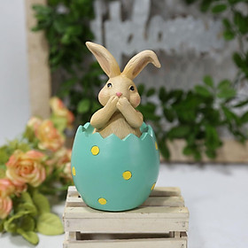 Rabbit Statue Resin Craft Easter Egg Bunny Figurines for Office Shelf Decor