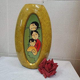 Bình hoa sơn mài cao cấp hình gia đình yêu thương nhau 35x21x9.5 cm