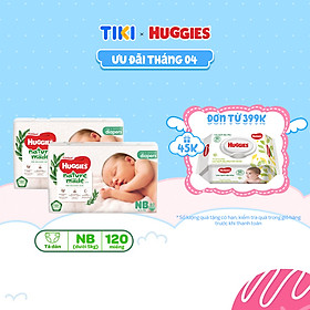 Combo 2 Tã/Bỉm dán sơ sinh Huggies Platinum NatureMade S82/NB60