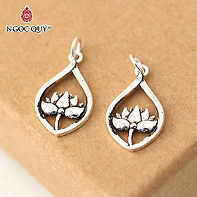 Combo 2 charm bạc hình hoa sen treo - Ngọc Quý Gemstones