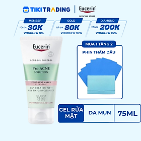 Gel Rửa Mặt Cho Da Mụn Eucerin 3X Treatment Gel To Foam Cleanser 75ml