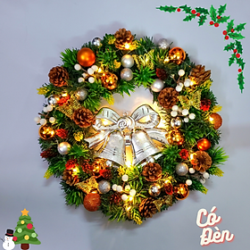 Mua Vòng Hoa Trang Trí Noel D40 size 40cm Tặng Kèm Đèn Vòng Nguyệt Quế Giáng Sinh