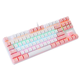 Computer Desktop Wired Gaming Keyboard 87 Keys Layout for Work Pink