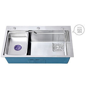 [Cao Cấp] Bồn chậu rửa chén bát inox 304 1 hố lớn 78x46cm dày 3.5 li