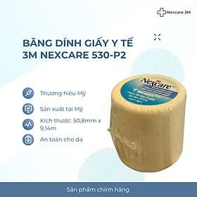 Băng keo y tế cuộn giấy 3M Nexcare 530-P2, kích thước 50.8mm x 9.14m, sản xuất tại Mỹ (giá 1 cuộn)