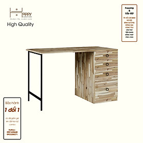 HAPPY FURNITURE , Gỗ tự nhiên , Bàn làm việc 4 ngăn kéo - YANNA , BAN_102 , 120cm x 59cm x 75cm