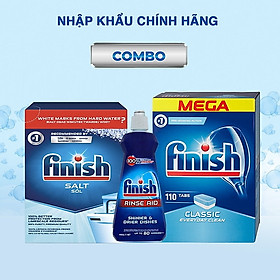 Viên rửa bát Finish 100 viên + Muối Finish 1.2kg + Nước làm bóng 400ml