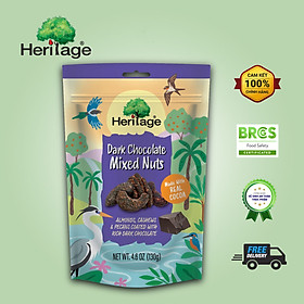 Hạt hỗn hợp khô cao cấp Heritage  : Hạnh nhân, hạt điều, hồ đào bọc chocolate đen- Dark chocolate mixed nuts