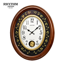 Đồng hồ treo tường RHYTHM SIP (Sound In Place) Wall Clocks CMJ580NR06 (Kích thước 48.8 x 60.0 x 8.0cm), Vỏ màu Nâu