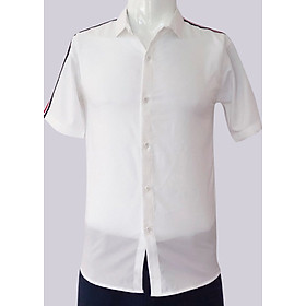Áo sơ mi nam Titishop xanh navy tay áo caro SM66