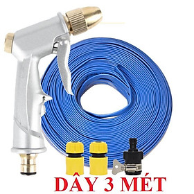 Mua Bộ dây vòi xịt nước rửa xe tưới cây .tăng áp 3 lần loại 3m 5m 206701 đầu đồng cút nối nhựa đen+ tặng mở chai