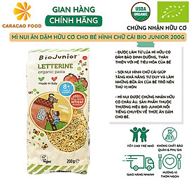 Mì nui ăn dặm hữu cơ cho bé hình chữ cái Bio Junior 200g, Thức ăn dặm cho bé (Từ 8 tháng tuổi)