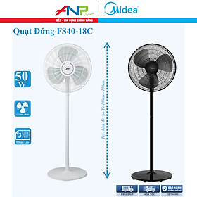 Quạt Đứng, Quạt Cây 3 Cánh Midea FS40-18C (Quạt Điện Hàng Chính Hãng, Công Suất 50W, Chỉnh Gió 3 Tốc Độ)