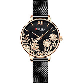 CURREN 9065 Elegant Exquisite Casual Business Quartz Women Watch Sakura Flower Embossed Simple Wrist Watch 3ATM