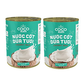 Combo 2 lon nước cốt dừa tươi được làm từ 100% dừa nguyên chất cocoxim 400ml