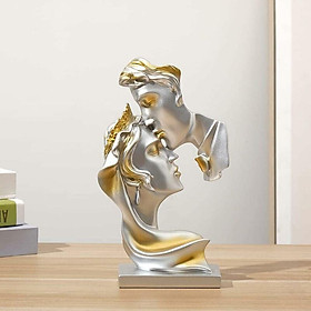 Tượng cặp đôi sáng tạo trong hình dạng của một nụ hôn - Tượng vàng Kisses Kisses Người yêu thích tác phẩm điêu khắc nghệ thuật hiện đại