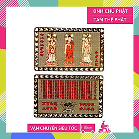 Kinh vàng Tam Thế Phật bỏ ví, bàn thờ, bàn làm việc cầu bình an sức khỏe - 8x5cm