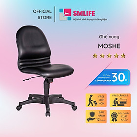 Ghế xoay văn phòng lưng trung bọc da SMLIFE Moshe