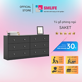 Tủ phòng ngủ gỗ hiện đại SMLIFE Saket  | Gỗ MDF dày 17mm chống ẩm | D145xR45xC70cm