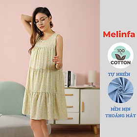 Váy ngủ ba lỗ, đầm ngủ mặc nhà freesize xếp tầng trẻ trung vải lanh lụa cotton tự nhiên thoáng mát nhiều màu mã VAV0265