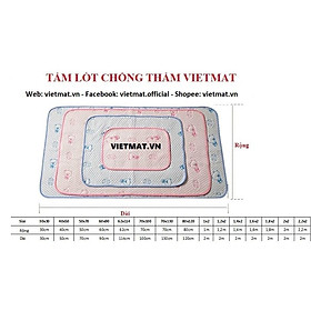 Combo 2 tấm 70x100cm tấm lót chống thấm cho bé Vietmat mềm êm, siêu hút nước, thoáng mát lưng, giặt máy lâu bền