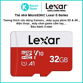 Thẻ Nhớ Lexar MicroSDHC E-Series Tốc Độ đọc upto 100MB/s Class 10 | Chuyên dùng Camera an ninh , camera hành trình , điện thoại | Bảo hành 3 năm - Hàng Chính Hãng