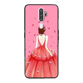 Ốp Lưng in cho Oppo A9 2020 Mẫu Cô Gái Váy Hồng Nền Hồng - Hàng Chính Hãng