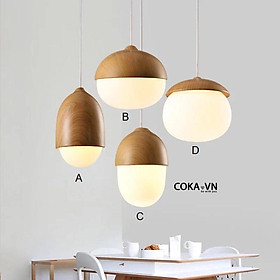 Mua Đèn thả trần thủy tinh nhà hàng-cửa hàng-bàn ăn-đèn thả hiện đại kiểu dáng đa dạng TT08 thân gỗ chao thủy tinh