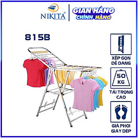 Giàn phơi để sàn - Giá phơi đồ có kệ phơi giày, vớ - NKT815B