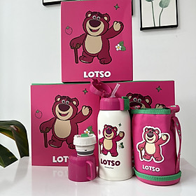 Mua Bình giữ nhiệt cho Bé Gấu dâu Lotso BeddyBear - Dung tích 600 ml - 2 Nắp thay thế - Chất liệu cao cấp SUS316 - Tặng kèm túi đeo xinh xắn - Bảo hành chính hãng 1 năm - RT103-600-GAUDAU