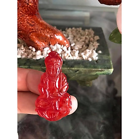 MẶT DÂY CHUYỀN NỮ Size Vừa C44mm xN23mm xS6mm PHẬT QUAN ÂM ĐÁ CẨM THẠCH ĐỎ ĐẬM ĐẸP NAM NỮ MỆNH HOẢ THỔ