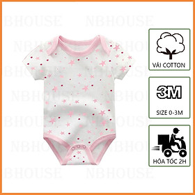 Bộ Đồ Bodysuit Liền Thân Ngắn Tay Cho Bé Gái Sơ Sinh Từ 0-3 Tháng Tuổi