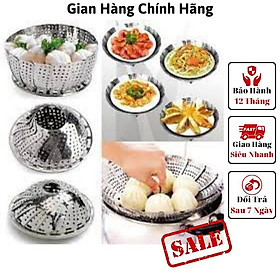 Vỉ hấp cách thủy inox 304 - Xửng hấp gấp gọn đa năng tiện lợi dùng đồ xôi - Vỉ hấp xòe có 3 chân gấp gọn inox không gỉ