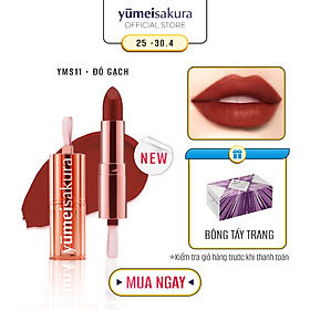 Son Thỏi Màu Đỏ Gạch Lì Mịn Siêu Dưỡng Yumeisakura Chotto Matte Kiss Me Maroon Lipstick YMS11 3.5g