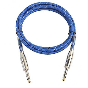 2xBass Guitar 6.35mm Stereo Audio Cable Male to Male Nylon Braided Cable 1.8m